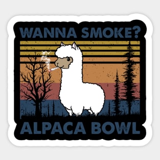 Llama Wanna Smoke Alpaca Bowl Vintage Shirt Sticker